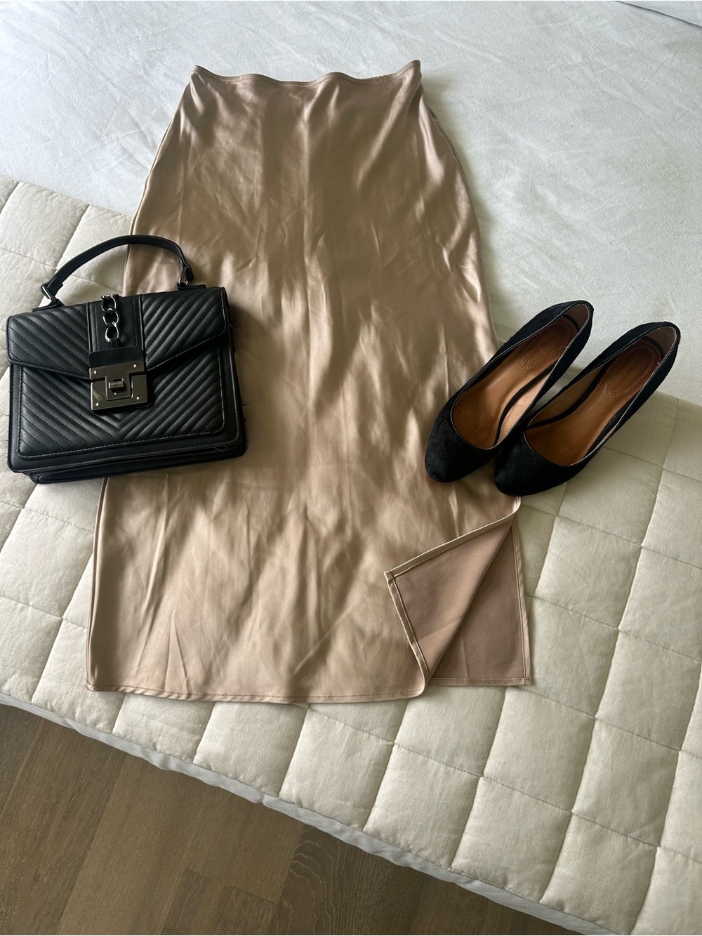 Old Navy Satin Maxi Skirt in Beige Taupe